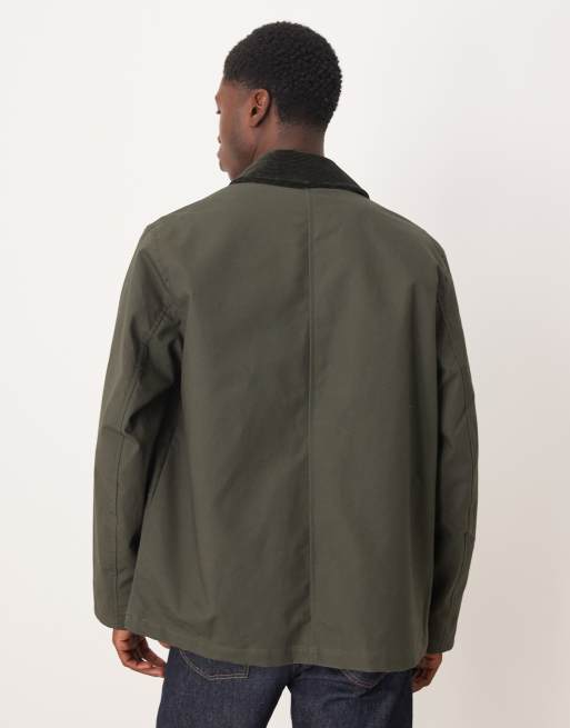 ARKET – Jacke aus gewachster Baumwolle mit kontrastierendem Cordkragen in dunklem Khakigrün, 3 von 5