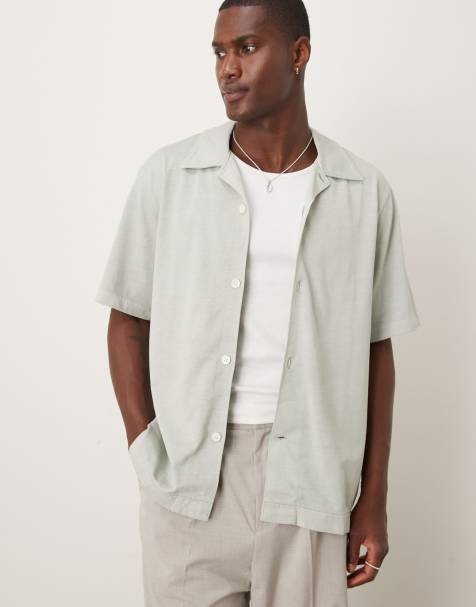 ARKET heavyweight jersey short sleeve shirt in light turquoise blue