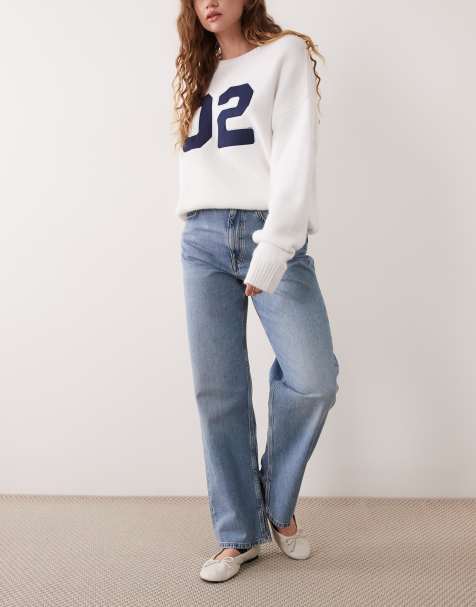ARKET jean boyfriend coupe relaxed avec petite fente en bleu délavé - view 1
