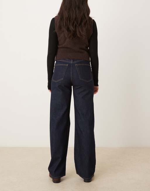 ARKET - Jean décontracté à taille haute - Bleu indigo foncé légèrement délavé, 3 de 5