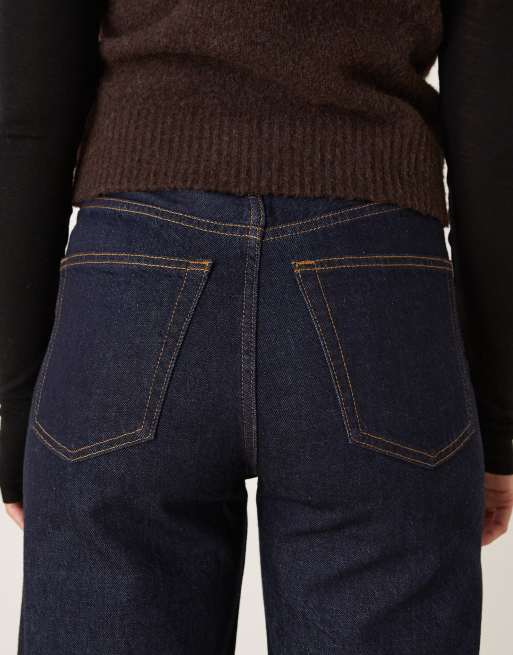 ARKET - Jean décontracté à taille haute - Bleu indigo foncé légèrement délavé, 5 de 5