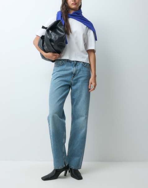 ARKET jeans boyfriend relaxed con piccolo spacco in blu slavato - view 1