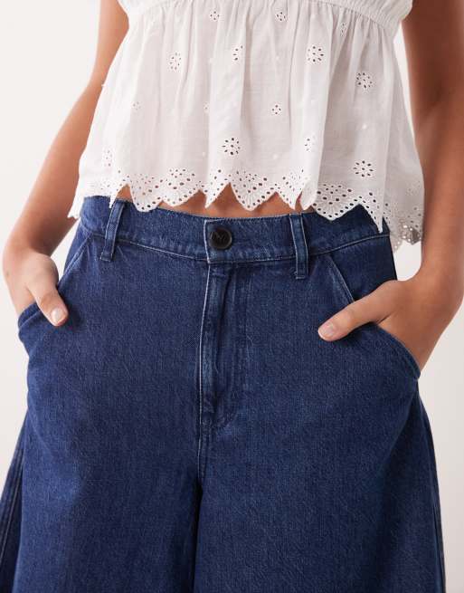 ARKET – Jeans-Hosenrock in verwaschenem Mittelblau, 3 von 5