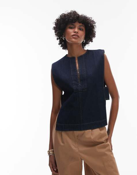 ARKET denim tank vest in rinse wash indigo