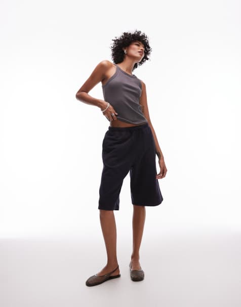ARKET - Jersey bermudashort met trekkoord in donkerblauw - view 1