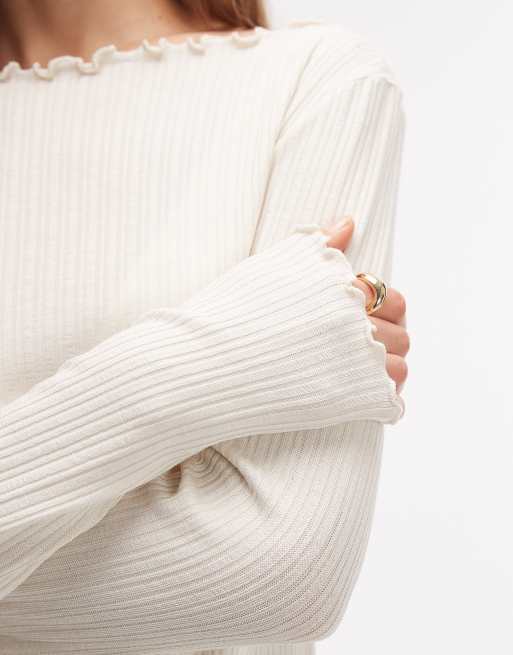 ARKET jersey boatneck rib babylock top in white, 3 of 4