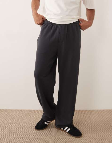 ARKET jersey drawstring loose fit pants in black - view 1