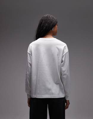 Arket Jersey Long Sleeve Relaxed T-shirt With Deep Cuffs In White
