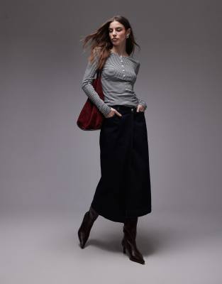 Arket Jersey Long Sleeve Top With Button Placket In Multi