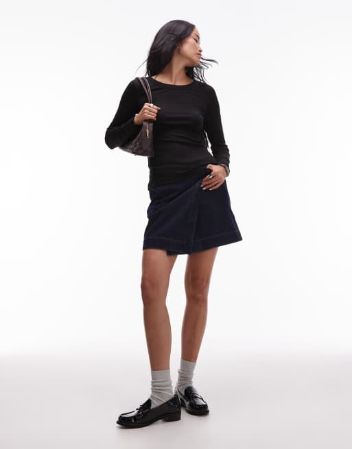 ARKET jersey rib long sleeve top with boat neck in black, 2 of 4