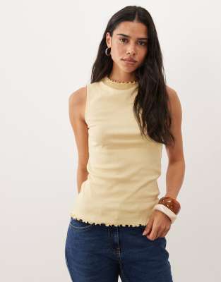 Arket Jersey Rib Tank Vest Top In Yellow