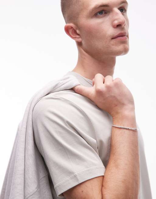 ARKET jersey t-shirt in off white, 3 of 4