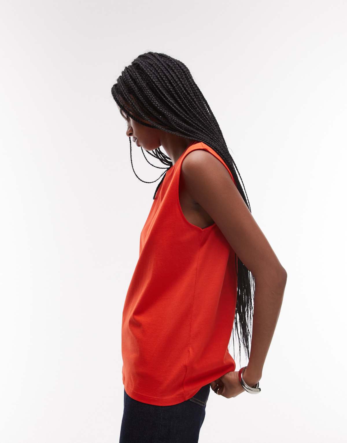ARKET jersey t-shirt top with cap sleeves in  red