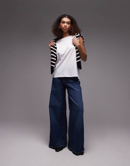 ARKET jersey T-shirt top with cap sleeves in white, 2 of 4