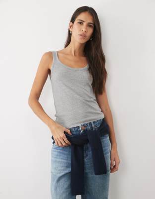 Arket Jersey Tank Top With Deep Scoop Neck In Brown