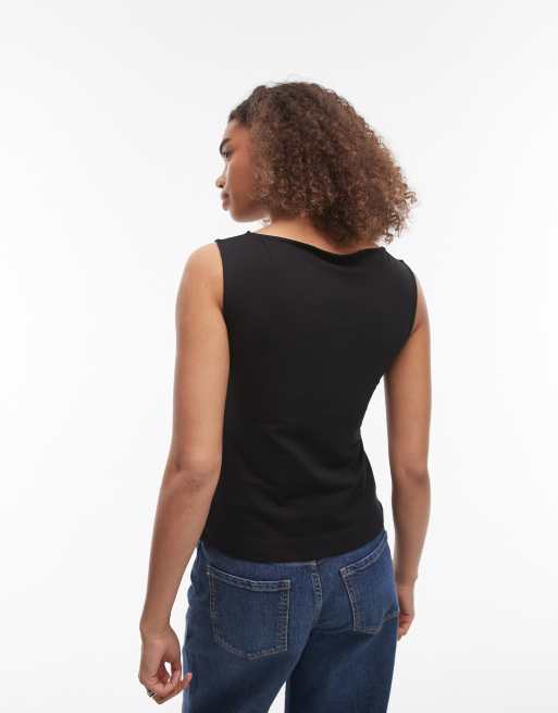 ARKET – Jersey-Tanktop in Schwarz mit U-Boot-Ausschnitt, 4 von 4