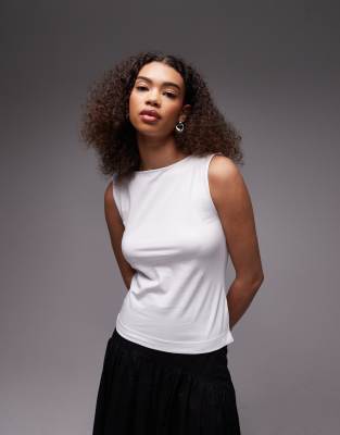 ARKET - Jersey-Tanktop in Weiß mit U-Boot-Ausschnitt