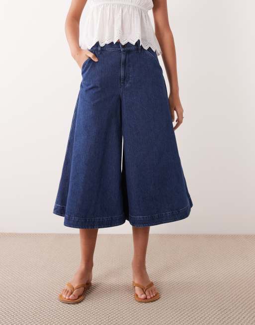 ARKET - Jupe-culotte en jean - Bleu moyen délavé, 2 de 5