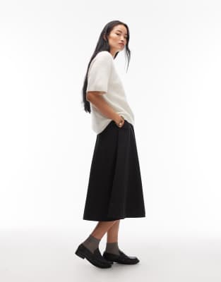 ARKET - Jupe longue évasée plissée en pur coton - Noir