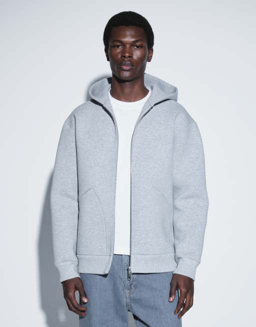 ARKET Kapuzenpullover mit Reißverschluss aus Baumwollmix in Grau in Scuba-Optik, 5 von 6