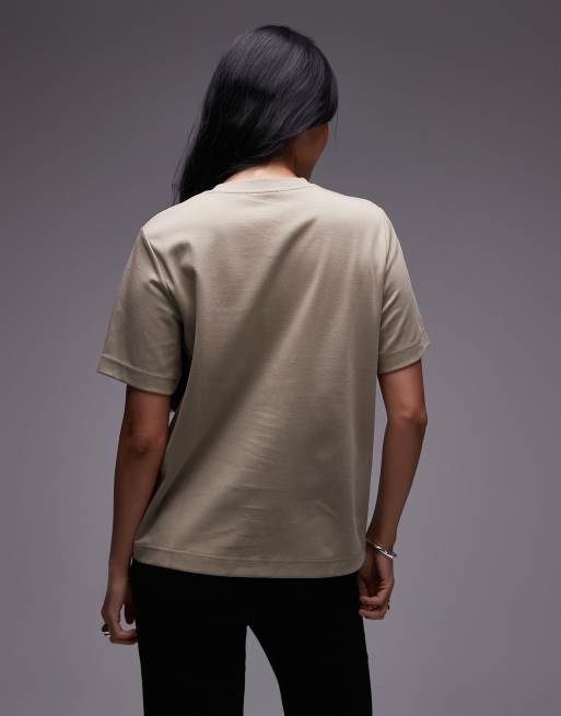 ARKET – Kastiges T-Shirt aus schwerem Jersey in Beige und Khaki, 4 von 4