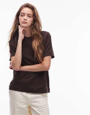 ARKET - Kastiges T-Shirt aus schwerem Jersey in Braun