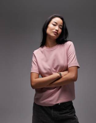 ARKET - Kastiges T-Shirt aus schwerem Jersey in Hellrosa-Grün