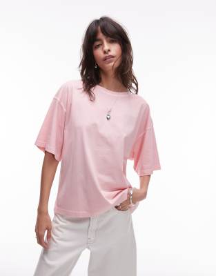 ARKET - Kastiges T-Shirt aus reiner Baumwolle in verwaschenem Rosé-Rosa