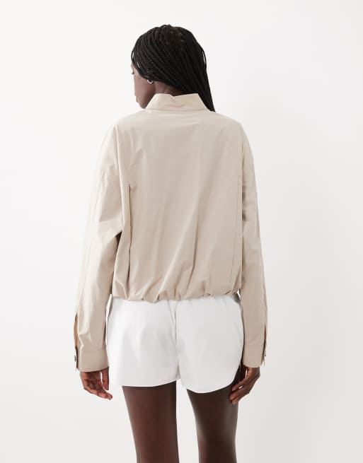ARKET katoenen sportieve overshirt in lichtbruin, 3 van 4