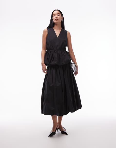 ARKET - Katoenrijke maxi-rok met pofzoom in zwart, deel van co-ord set - view 1