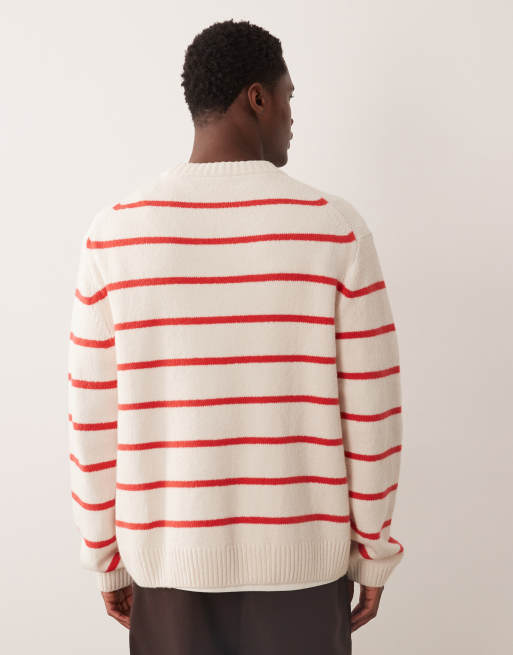ARKET - Katoenrijke sweater met strepen en ronde hals in wit, 3 van 5