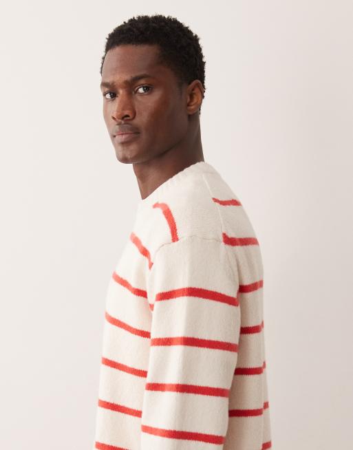 ARKET - Katoenrijke sweater met strepen en ronde hals in wit, 4 van 5