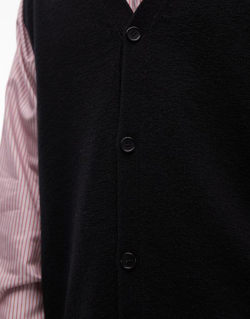 ARKET knitted button up vest in black