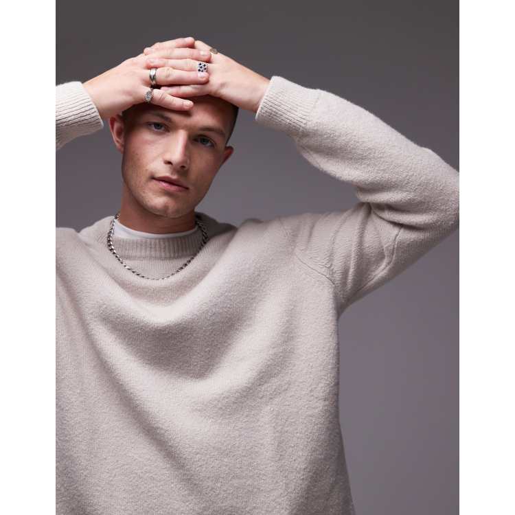 Beige crew neck jumper on sale