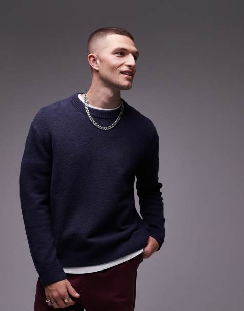 ARKET knitted crew neck jumper in navy blue - view 1