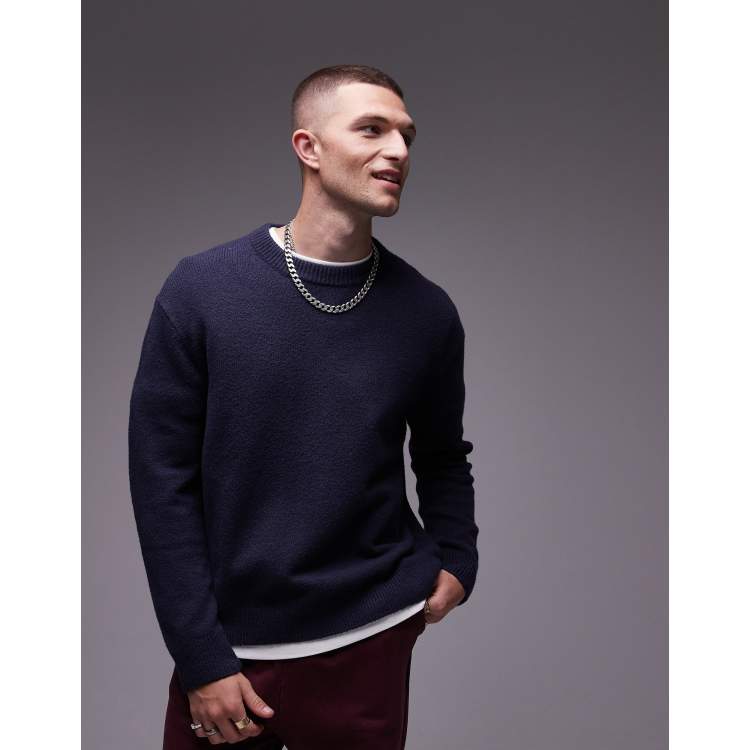 ARKET knitted crew neck jumper in navy blue ASOS - Main Image