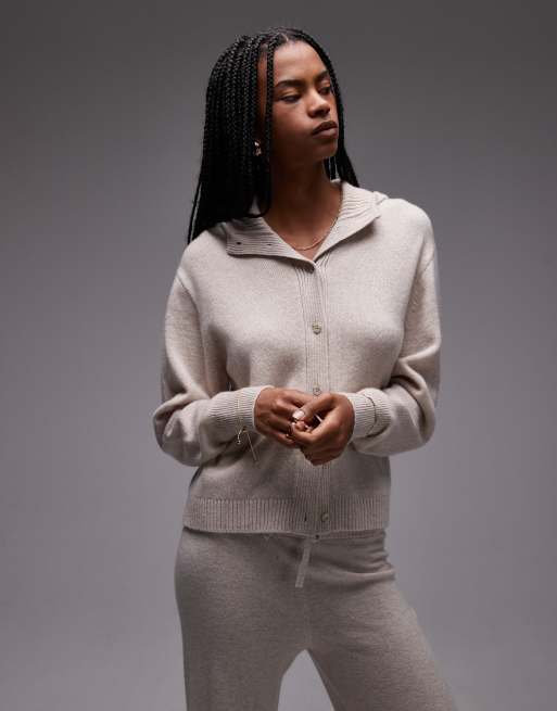 ARKET knitted hoodie in light beige melange (Part of a set)