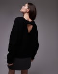 [Arket] ARKET knitted mixed rib jumper with low v back in black XS BLACK