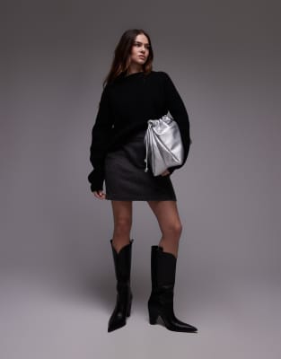 Arket Knitted Mixed Rib With Low V Back Sweater In Black