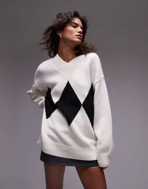 ARKET knitted oversized sweater with mono diamond pattern - view 1
