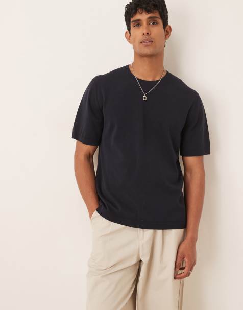 ARKET knitted t-shirt in navy