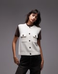 [Arket] ARKET knitted vest with button front and patch pockets in off-white XS Off white