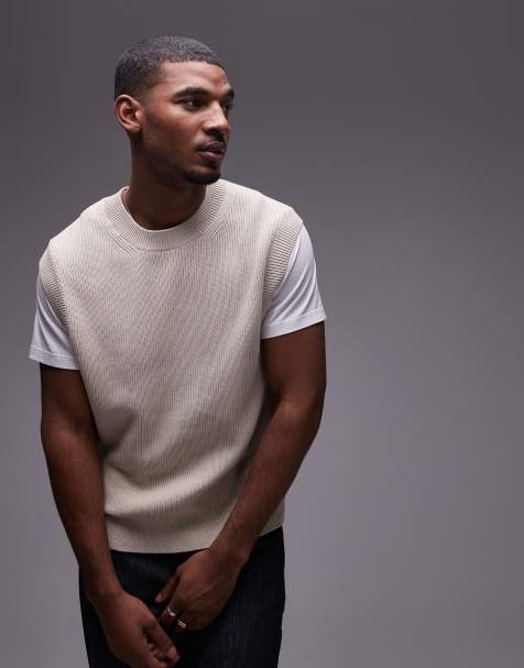 ARKET knitted vest with crew neck in off white - view 1