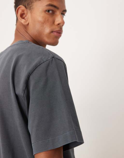 ARKET - Kraftig og oversized T-shirt i ren forvasket sort bomuldsjersey med interlock-syninger, 5 af 5