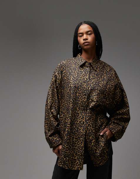 ARKET - Kraftig skjorte med flagermusærmer og leopardprint - view 1