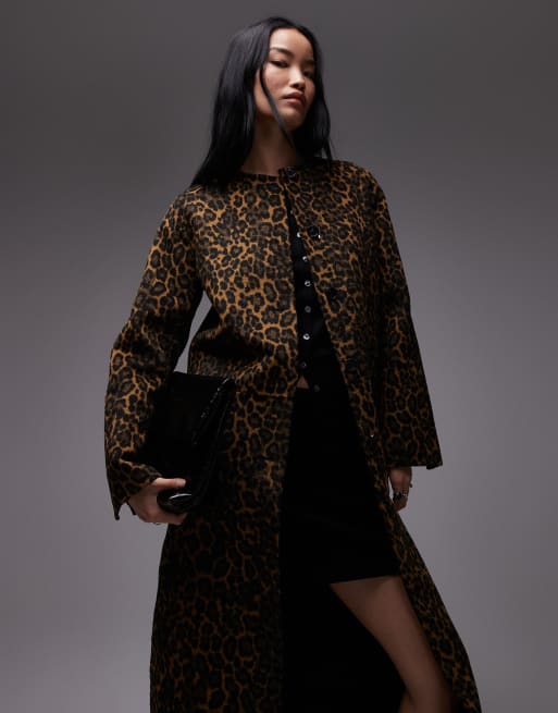 ARKET - Kraveløs maxifrakke i dobbelt uldblanding med leopardprint, 4 af 4