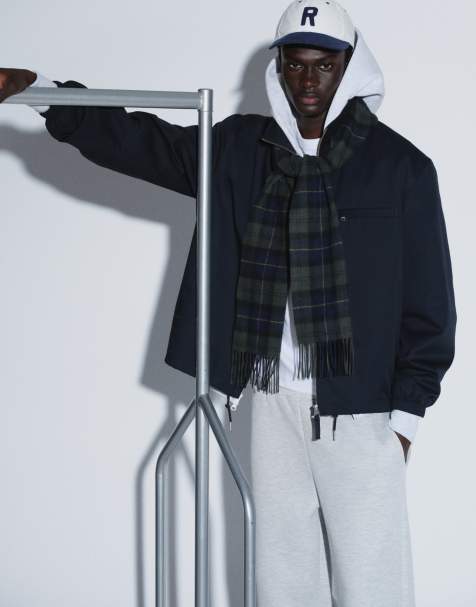 ARKET kurtka z mieszanki bawełny z krótkim golfem w ciemnoniebieskim kolorze - view 1