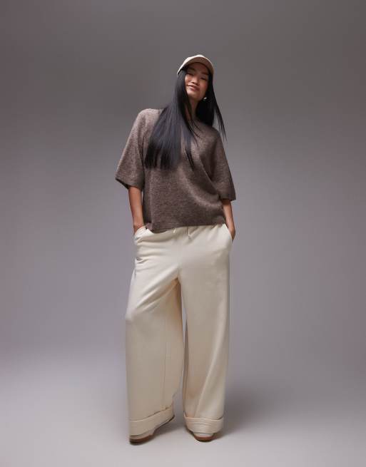 ARKET – Kurzarmpullover in meliertem Dunkelbeige aus Alpaka-Woll-Mix, 2 von 4