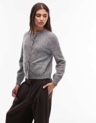 ARKET - Kurze Strickjacke in Grau aus Alpaka und Wolle