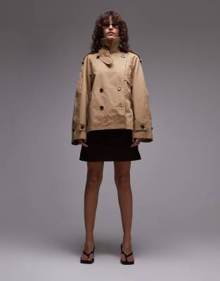 ARKET - Kurzer Utility-Trenchcoat in Beige mit Sturmklappe-Neutral